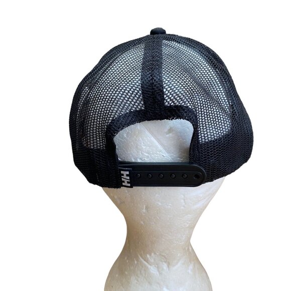 Helly Hansen Trucker Hat Cap One Size Mesh Back Patch Logo Black - Picture 3 of 6
